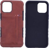 Backcover hoesje Geschikt voor: Apple iPhone 12 / 12 Pro hoesje - Case - 2 Ruimte voor pasjes - Bruin