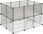 BukkitBow - Enclos réglable pour petits animaux - Réglable sur 2 niveaux - Convient aux hamsters, cochons d'Inde, Lapins - 107x72x72CM - Grijs