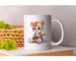 Mok Tiger playing video game - VideoGames - Gift - Cadeau - Gaming - GameOn - GamerLife - Videospellen - Gamen - Spelplezier - Gamerleven