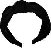 Diadeem - haarband met knoop - zwart - glanzende stof