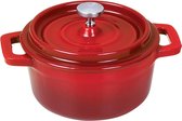 Kinghoff 1193 braadpan - met deksel - Ø10 cm - gietijzer - rood