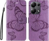 Coverup Butterfly Book Case - Convient pour Xiaomi Redmi Note 13 Pro 4G / Poco M6 Pro 4G - Violet