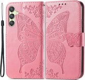 Coverup Vlinder Book Case - Geschikt voor Samsung Galaxy A25 Hoesje - Roze