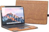 SHOP YOLO -Laptopcovers-compatibel met MacBook Air 13 inch Retina- 2021-2018- Lederen hoes-beschermhoes-case-bruin