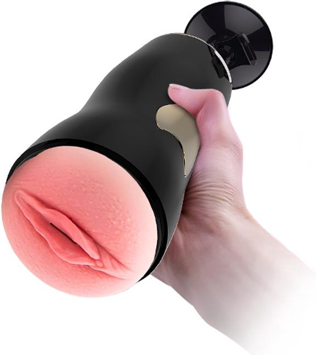Goedkoopste Bossoftoys - 63-00056 - Masturbator Black - Vibrating Pussy Masturbator - Suction Cup - 7 Vibration modes - 28 CM / 11 Inch