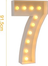 Cijfer 7 - 7 jaar verjaardag versiering - doehetzelf pakket - met verlichting - 17 jaar - 70 jaar verjaardag versiering - 91 cm