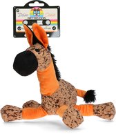 Retrodog Ezel Oranje - Honden speelgoed - Hondenknuffel met piep - Gerecycled materiaal - Maat S