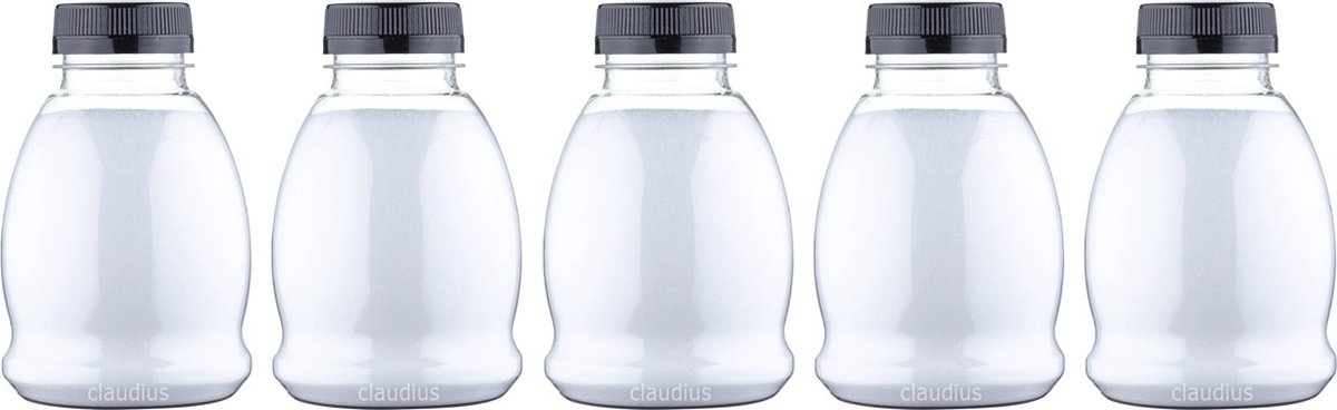 Goedkoopste Scrubzout Perzik - 375 gram - Fles met zwarte dop - Set van 5 stuks - Hydraterende Lichaamsscrub