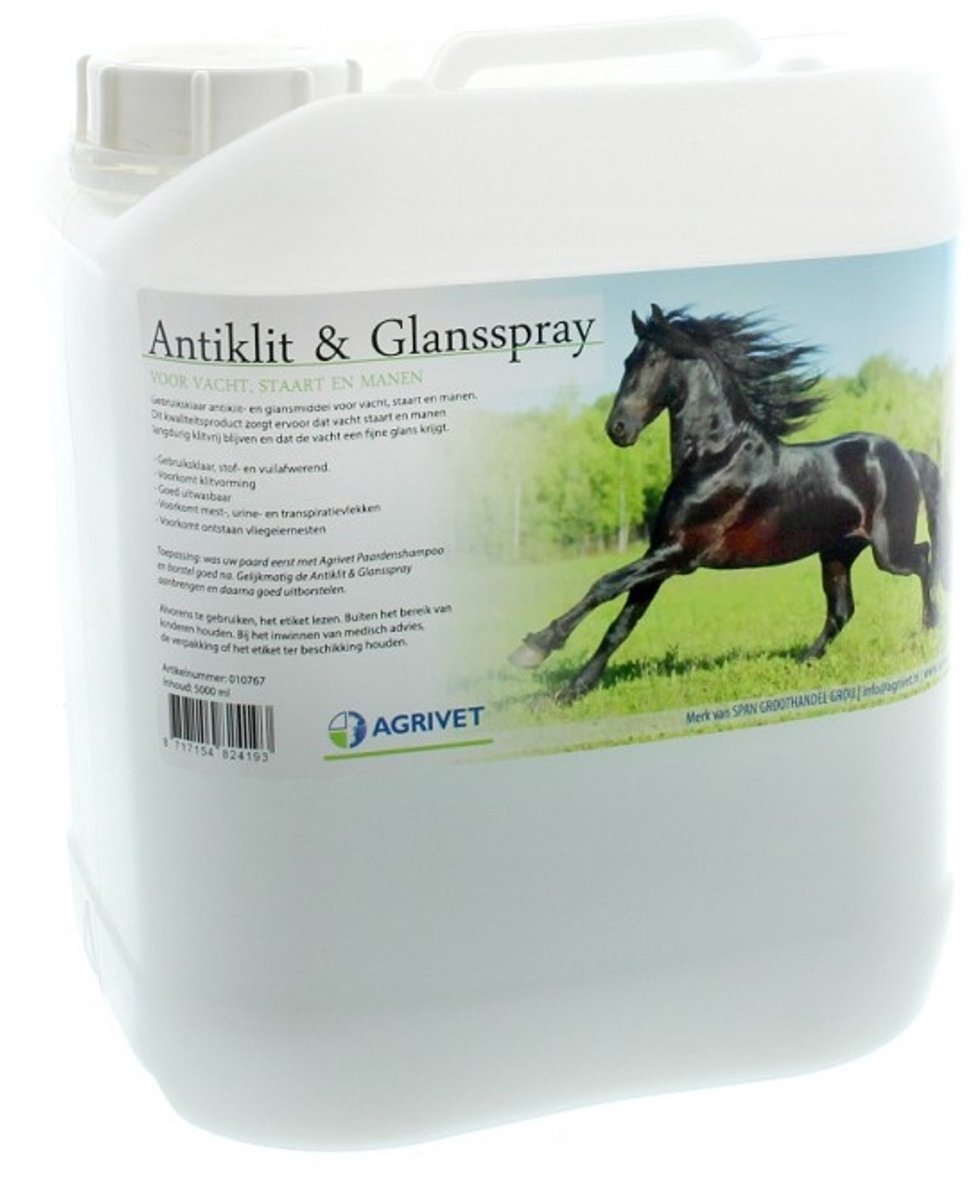 Agrivet Anti klit- en glansspray 5 liter