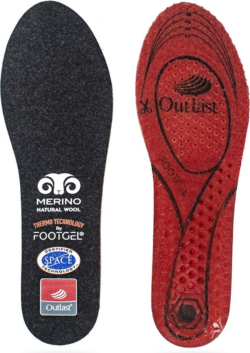 Footgel inlegzolen Ski Extreme Cold met Merino wol - Zwart