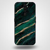 Smartphonica Telefoonhoesje voor OPPO A9 2020 met marmer opdruk - TPU backcover case marble design - Groen Goud / Back Cover geschikt voor OPPO A9 (2020)