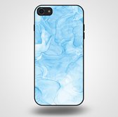 Smartphonica Telefoonhoesje voor iPhone SE(2020-2022) met marmer opdruk - TPU backcover case marble design - Lichtblauw / Back Cover geschikt voor Apple iPhone SE (2020)