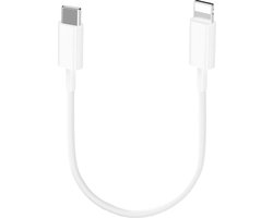 Kort Kabeltje geschikt voor iPhone en Apple CarPlay - Korte USB-C naar Lightning Kabel 30 CM Wit - 20W Snelladen & 480 Mbps Data Overzetten - Flexibel Oplaadsnoer - USB C Data Kabel Auto