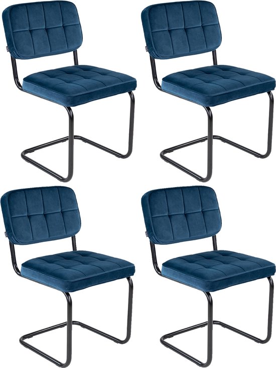 Kick buisframe stoel Ivy donkerblauw - set van 4