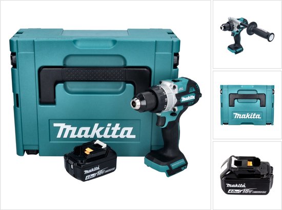 Makita DHP 486 M1J perceuse à percussion sans fil 18 V 130 Nm sans balai + 1x batterie 4,0 Ah + Makpac - sans chargeur