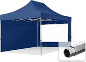 Tente de fête Easy Up 3x4,5 m Pavillon pliant PROFESSIONAL alu 40mm avec parois latérales (panorama), bleu
