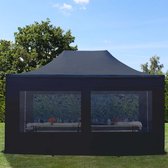 Tente de fête Easy Up 3x4,5 m Pavillon pliant, acier PREMIUM 40 mm avec parois latérales (panorama), noir