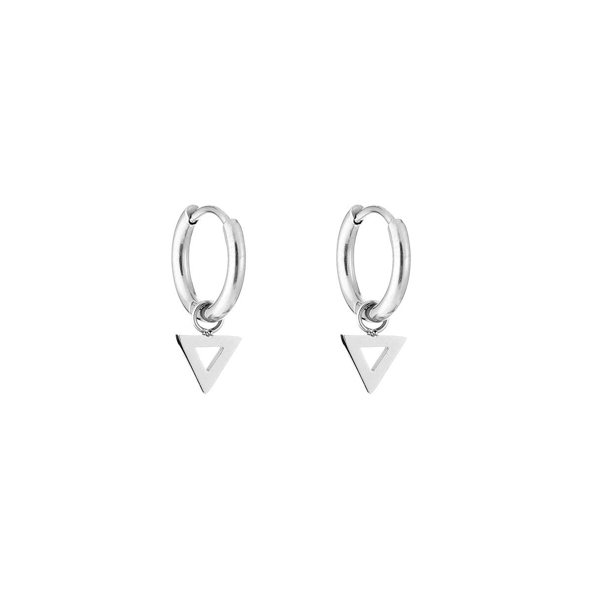 Minimalistische oorbellen driehoek - Zilveren oorbellen - Dames oorbellen - Stainless steel - Nikkel vrij - 1,60 x 1 cm - Oorbellen voor kinderen - Kerst sieraden - Kerst cadeau - Sinterklaas - Cadeau voor dames - Moederdag - Valentijn