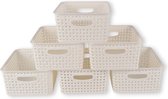 Set van 6 Witte Kunststof Opbergboxen (19.5cm x 10.5cm x 25.5cm, 5L) | Perfect voor Organisatie in Huis!