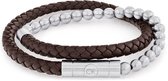 Calvin Klein CJ35100022 Heren Armband - Kralenarmband - Sieraad - Leer - Bruin - 6 mm breed - 39 cm lang