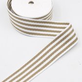 5 Meter Gestreepte Tassenband, Kleur BRUIN/WIT 145