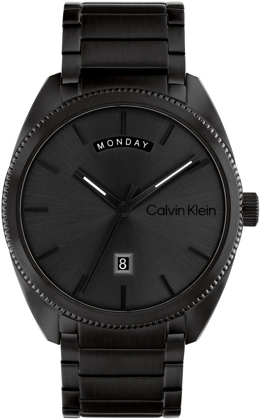 Calvin Klein CK25200448 PROGRESS Heren Horloge - Mineraalglas - Staal - Zwart - 42 mm breed - Quartz - Vouw/Vlindersluiting - 3 ATM (spatwater)