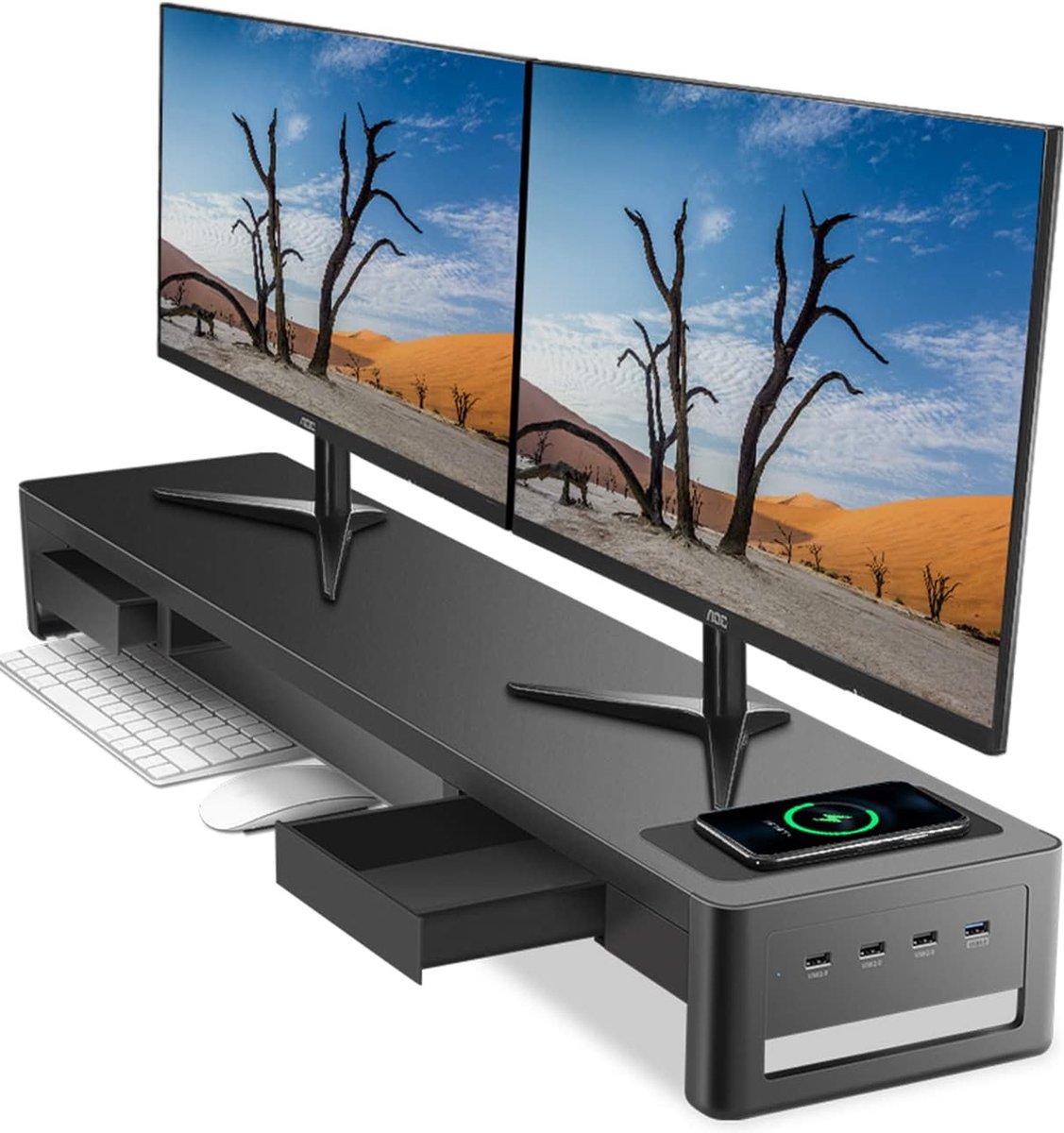 Monitorstandaard verhoger, metalen computerstandaard - Dual Monitor Stand Riser