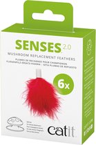 Catit - Speelgoed Voor Dieren - Kat - Ca Senses 2.0 Mushroom Feathers 6st - 4x7,5x12cm Rood - 6st