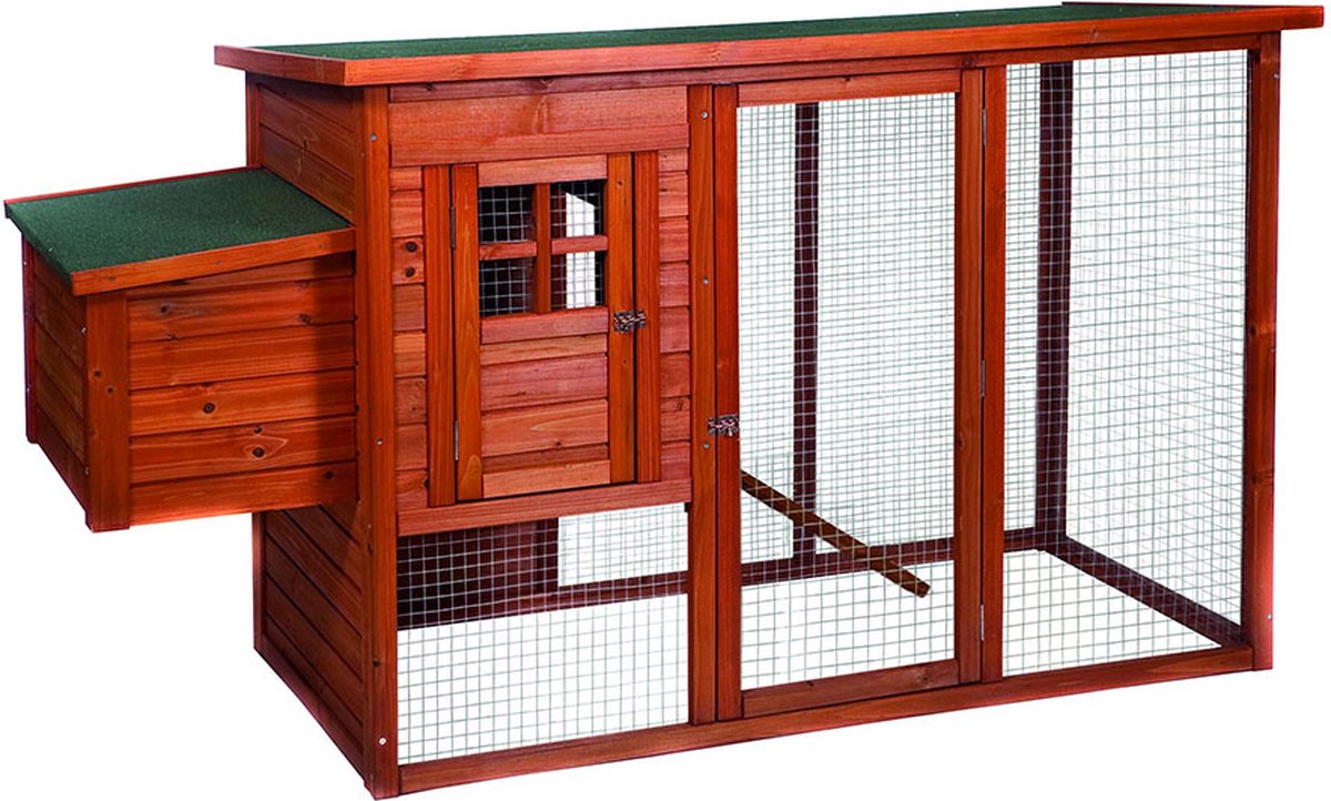 Bol.com Duvo+ Kippenhok Hennie - Bruin/Groen - 183 x 78 x 104cm aanbieding