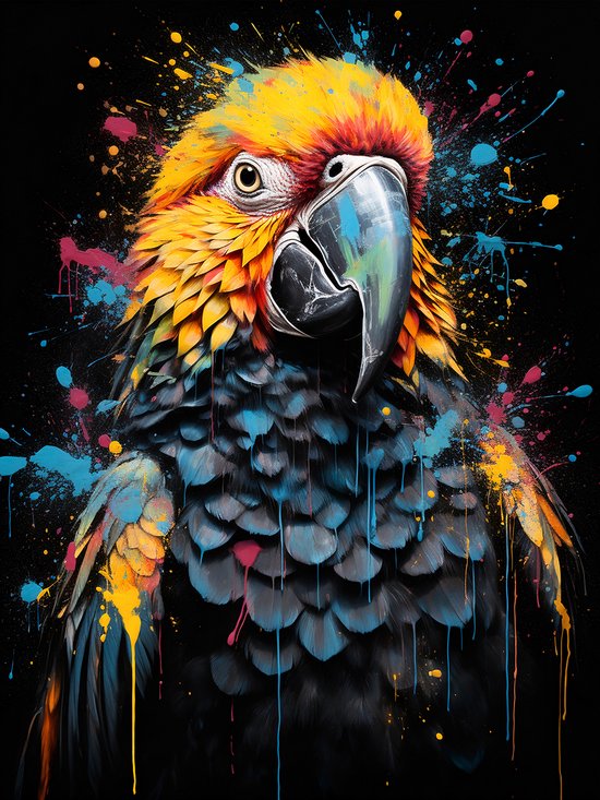 Kleurrijke Papegaai Canvas - Abstract Canvas Papegaai -formaat - 50x70cm