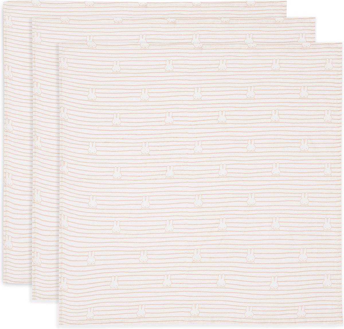 Goedkoopste Jollein x Nijntje Hydrofiele Doek Small - 70x70cm - Miffy Stripe - Biscuit - 3 Stuks