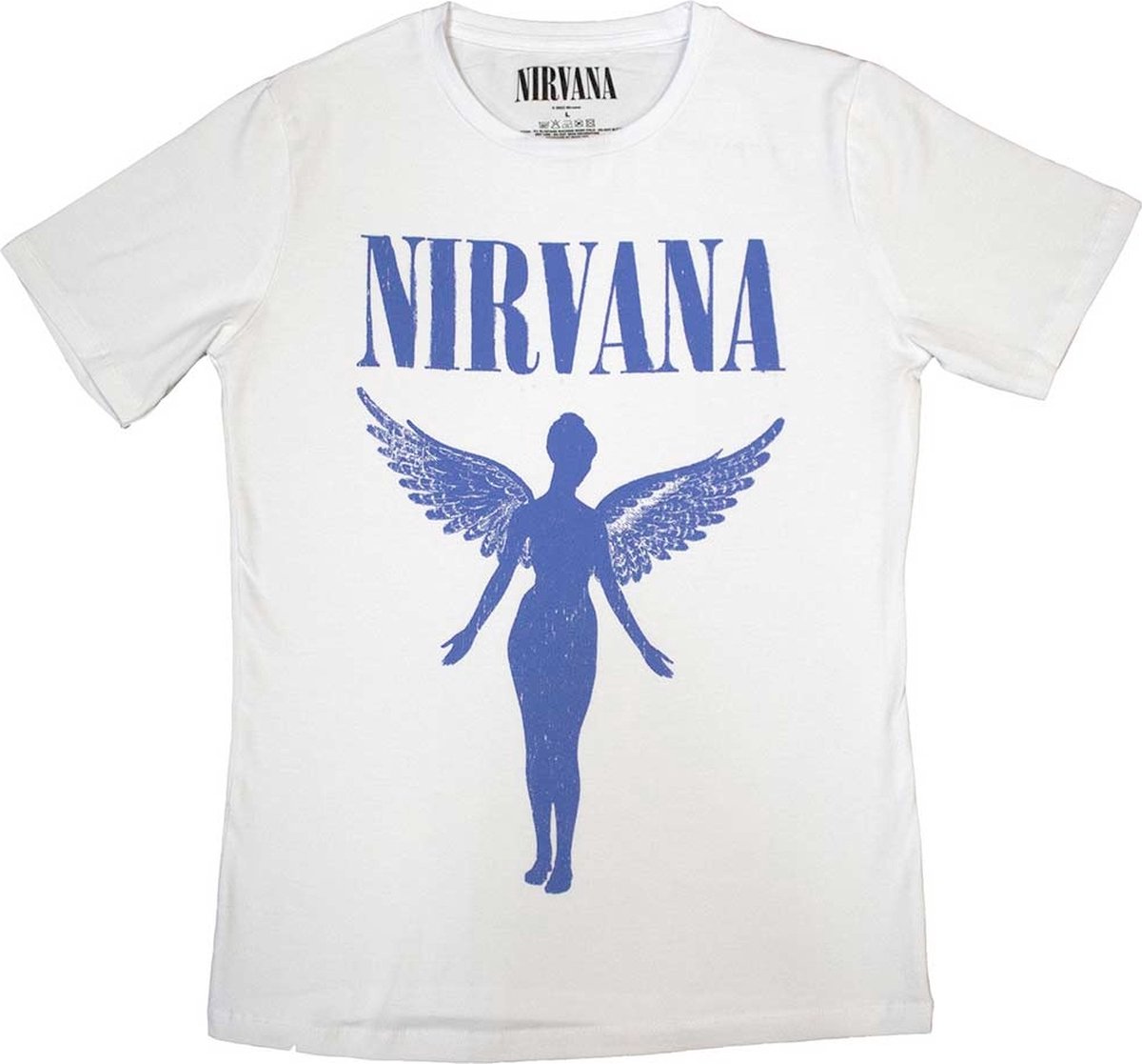 Nirvana - Angelic Blue Mono Dames T-shirt - S - Wit