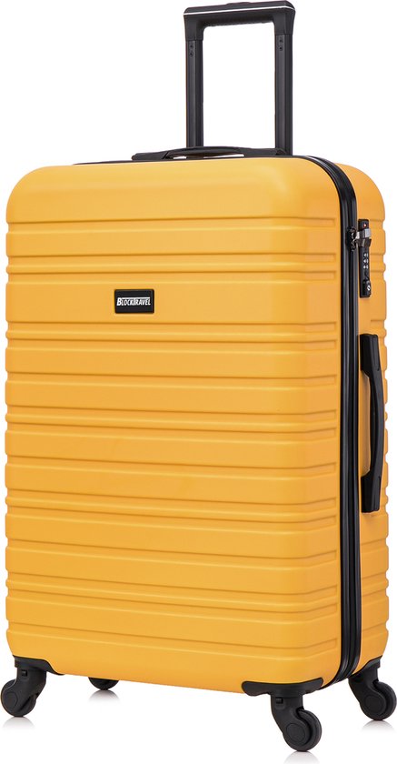 Valise de voyage BlockTravel M à roulettes amovibles 74 litres - serrure TSA intégrée - légère - jaune