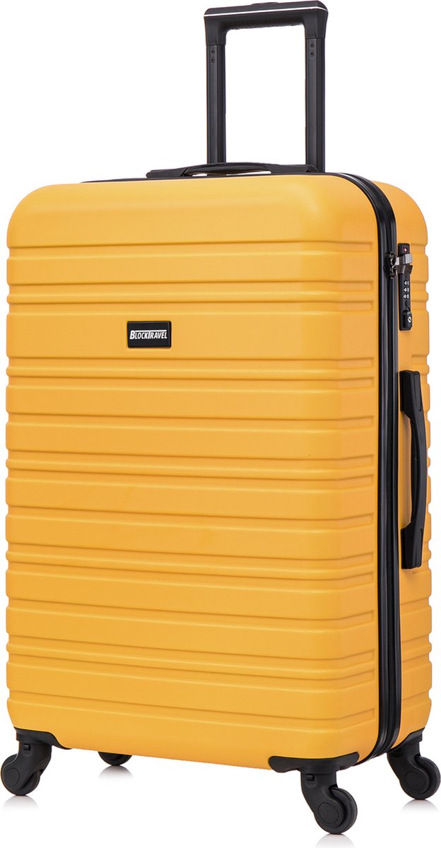 BlockTravel® Reiskoffer Groot 74L - Grote Koffer met TSA-slot - Reiskoffer met Wielen - Valies Grote Koffer - 4 Spinner Wielen - Lichtgewicht Koffer - Ruimbagage Koffer - Koffer Large - 72cm - Geel