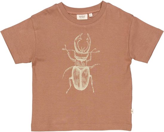 Wheat - T-shirt Beetle - Kever - Vintage rose - maat 152 - 12 jaar