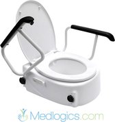 Medlogics Toiletverhoger met armleuningen en deksel, in hoogte verstelbaar 5, 10 of 15 cm