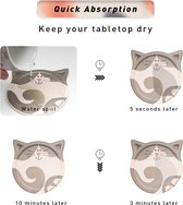 Set van 4 keramische onderzetters voor katten, absorberend, met antislip kurkbasis, met metalen houder, voor thuis, bar, restaurant, keuken