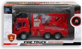 Jono Toys Brandweerauto 30 cm Frictie - Brandweerwagen Ladderwagen