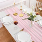 Chiffon tafelloper, roze, decoratieve stof, 300 x 70cm, voor bruiloft, roze