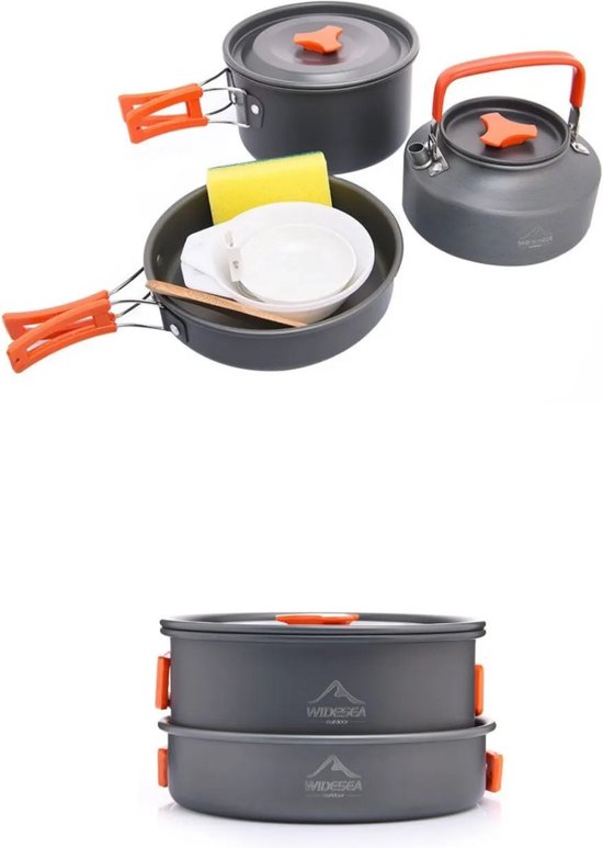 Outdoor Mess Tin Kit - Aluminium Camping Kookgerei Set Met Lunchbox, Deksel En Opvouwbare Handgrepen