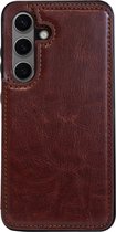 ShieldCase wallet case - geschikt voor Samsung Galaxy S24 - leren Samsung Galaxy S24 hoesje - portemonnee hoesje met ruimte voor pasjes - bruin