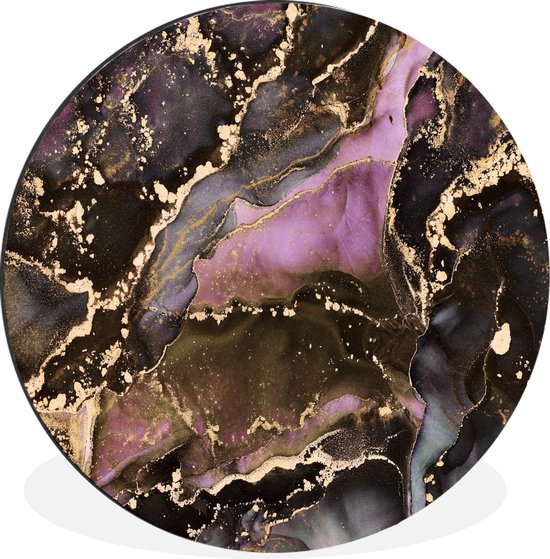 WallCircle - Wandcirkel - Muurcirkel - Marmer - Gold - Steen - Abstract - Aluminium - Dibond - ⌀ 30 cm - Binnen en Buiten