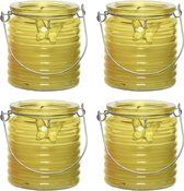 Citronella kaars - 10x - in windlicht - geel - 20 branduren - citrusgeur