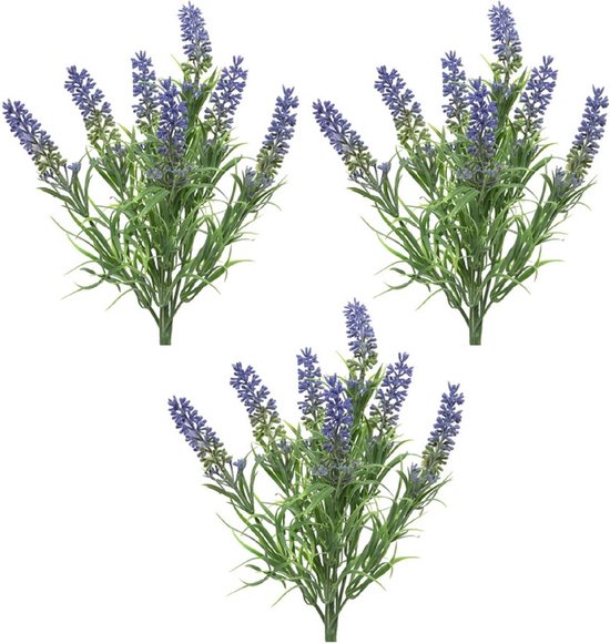 8x stuks lavandula/lavendel kunstplant 34 cm bosje/bundel - Kunstplanten/nepplanten