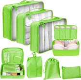 Ensemble organisateur de valise, 8 pièces, Cubes d'emballage, ensemble pour valise, valise étanche, organisateur, petit organisateur de voyage (vert)