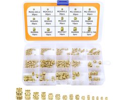 300 stuks M2 M3 M4 M5 M6 Kartelmoeren Met Binnendraad Messing Inzetstuk Met Schroefdraad Inzetmoeren, Threaded Inserts Inzetstukken Met Schroefdraad voor Kunststof 3D-printen Spuitgieten