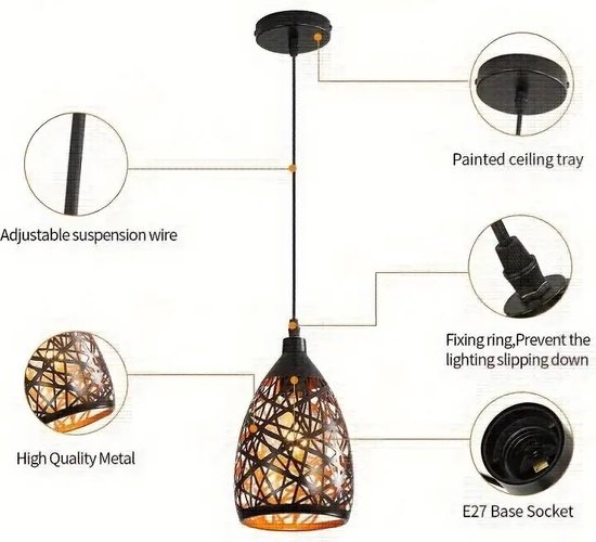 OTREN Retro Kroonluchter Zwart 4 Lichtpunten E27 OTREN Vintage Industriële Plafondlamp - 4 Lichtpunten, Zwart, E27 Voor Woonkamer & Slaapkamer Slaapkamer Verlichting