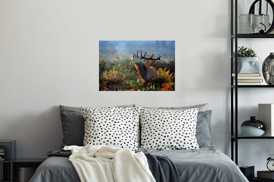Muurstickers - Sticker Folie - Hert - Bos - Mist - 60x40 cm - Plakfolie - Muurstickers Kinderkamer - Zelfklevend Behang - Zelfklevend behangpapier - Stickerfolie