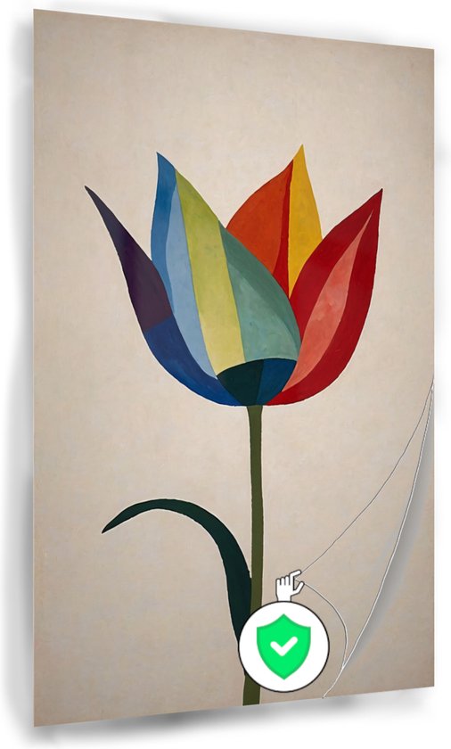 Tulp kleurrijk poster - Minimal art poster - Posters tulpen - Wanddecoratie industrieel - Posters slaapkamer - Wanddecoratie slaapkamer - 80 x 120 cm
