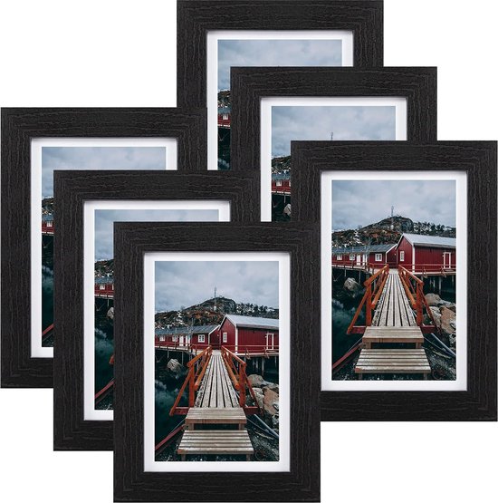 Foto: Fotolijst collage voor 4 fotos 10 x 15 cm wandgemonteerde fotogalerij display met glasplaat wit rpf25wt